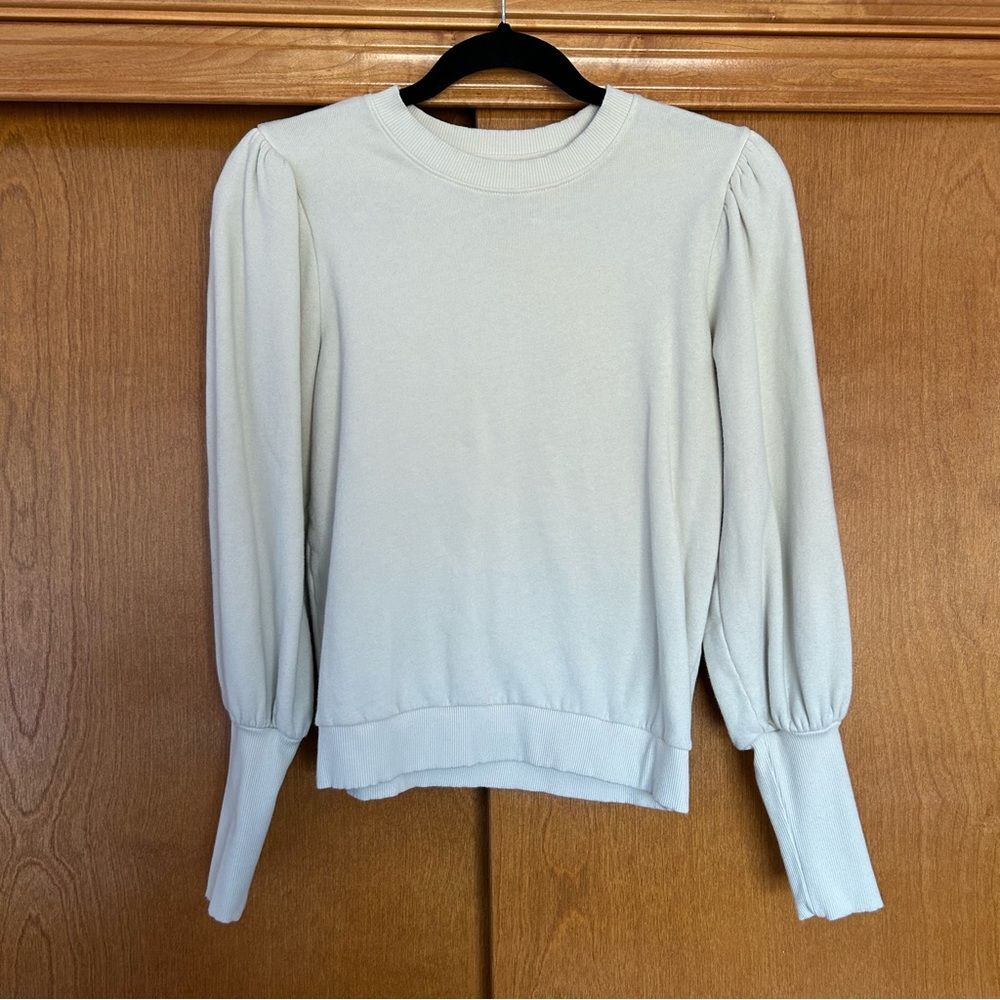 Nation LTD Taylor Exaggerated Cuff Crewneck Sweatshirt in Parchment Size XS